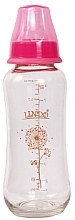 Парфумерія, косметика Скляна пляшечка для годування із силіконовою соскою, з талією, 250 мл, рожева - Lindo