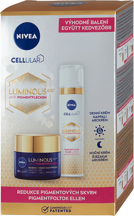 Набор - NIVEA Cellular Luminous 630 (cr/50ml + fluid/40ml) — фото N1