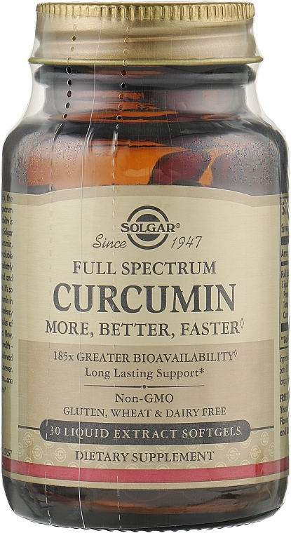 Куркумин полного спектра действия - Solgar Full Spectrum Curcumin Liquid Extract Softgels — фото N1