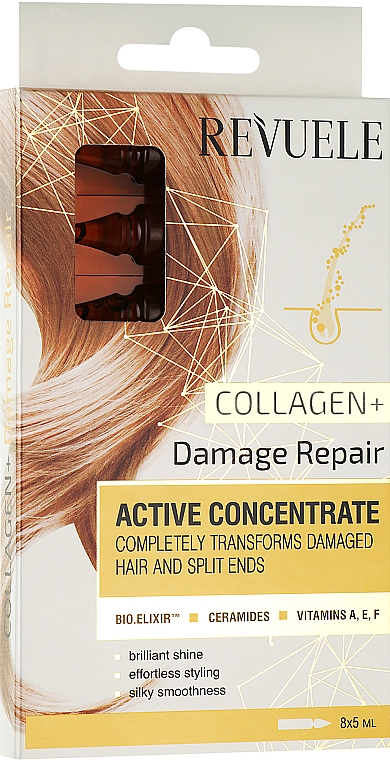 Ампулы для волос "Восстановление повреждений" - Revuele Active Hair Concentrate Collagen + Damage Repair — фото N2