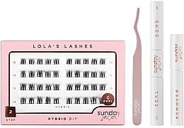 Набір - Lola's Lashes Hybrid Diy Lash Extensions Starter Set (bond/seal/2x3.5ml + remover/4ml + eyelashes/40pcs + applicator/1pcs) — фото N1