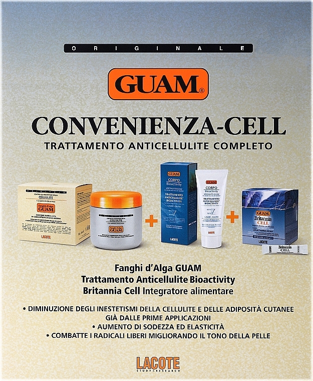 Набір - Guam Convenienza Dren Plus Body Slimming Kit (mask/500g + b/cr/200ml + cell/30x12ml) — фото N1