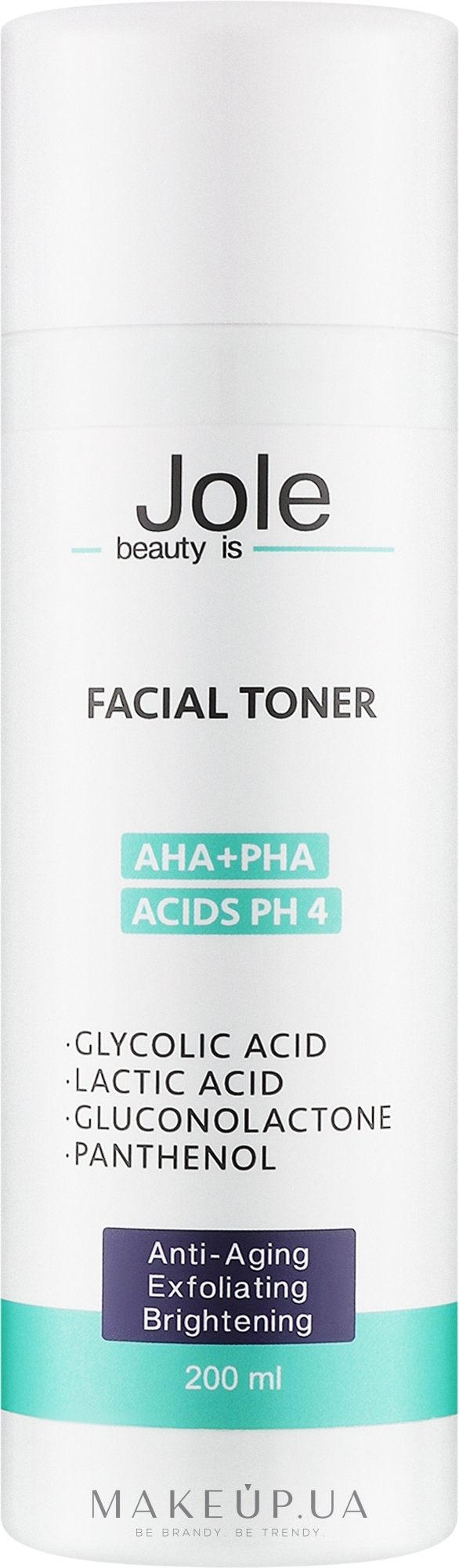 Тонер для обличчя з кислотами АНА+РНА - Jole Facial Toner AHA+PHA Acids — фото 200ml