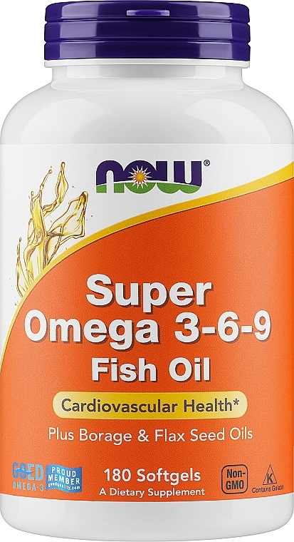 Комплекс жирных кислот "Супер Омега 3-6-9", в капсулах - Now Foods Super Omega 3-6-9 1200 mg — фото N1