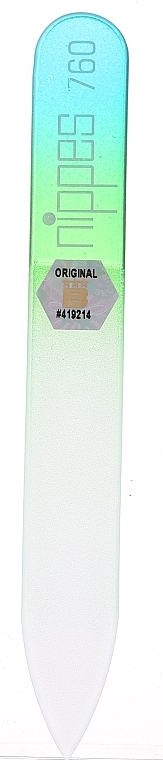 Стеклянная пилочка для ногтей, 9 см, зелено-синяя - Nippes Solingen Glass Nail File — фото N1