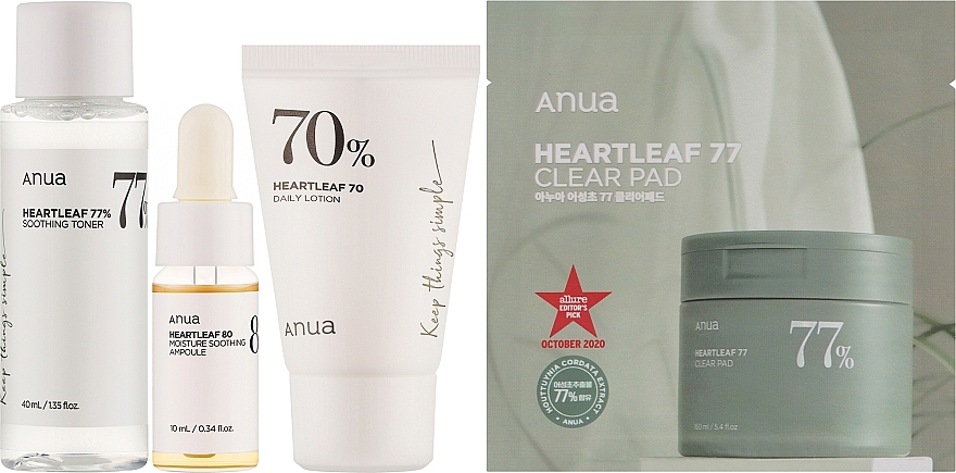 Набор - Anua Heartleaf Soothing Trial Kit (toner/40ml + pad/2pcs + ser/10ml + lot/20ml) — фото N2