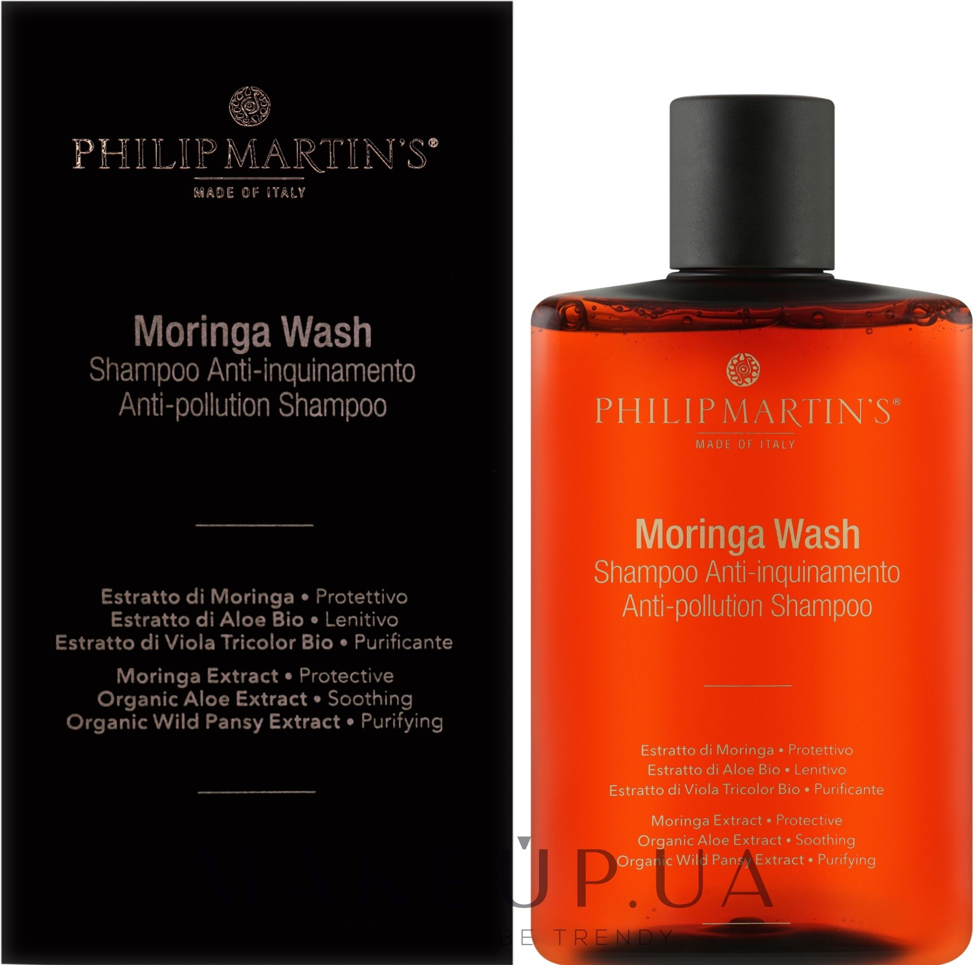 Шампунь для захисту волосся від впливу навколишнього середовища - Philip Martin's Moringa Wash — фото 320ml