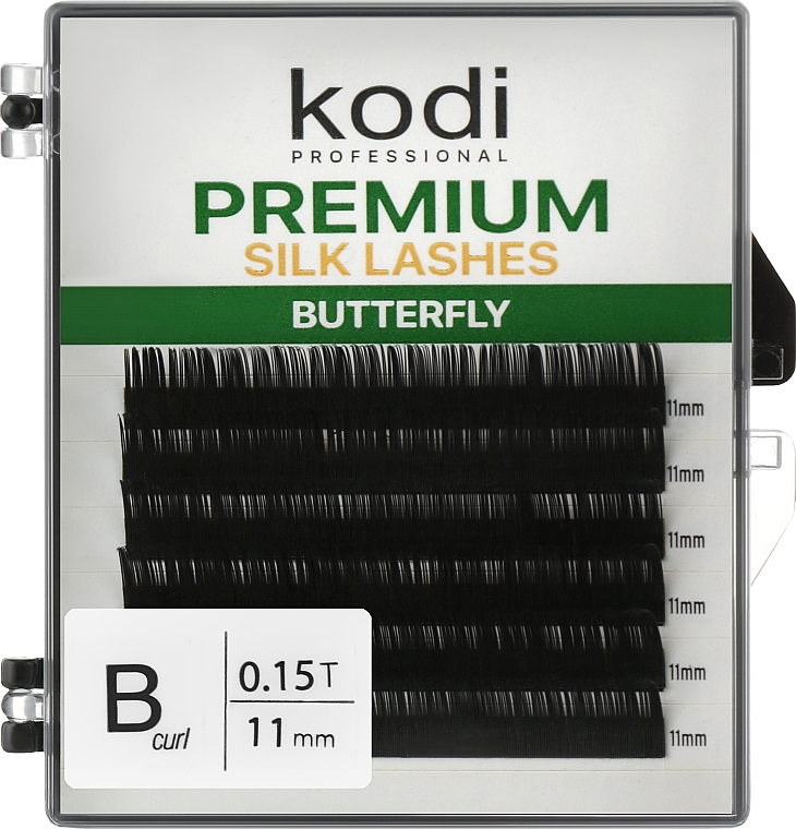 Накладні вії Butterfly Green B 0.15 (6 рядів: 11 мм) - Kodi Professional — фото N1
