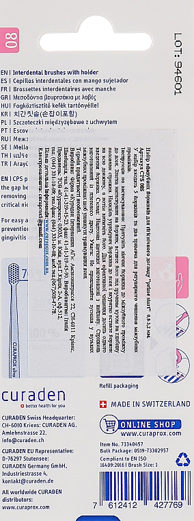 Набор ершиков межзубных "Prime Start", CPS 08S, два держателя, розовый - Curaprox — фото N2