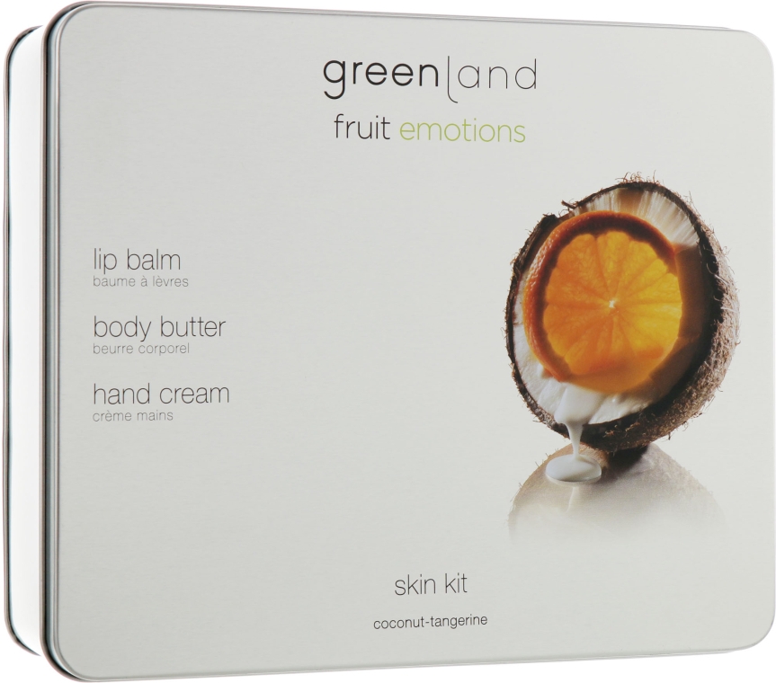 Набір  - Greenland Fruit Emotion Coconut Tangerine (lip/balm/3.9g + b/butter/120ml + h/cr/75ml) — фото N1