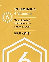 Маска целюлозна відновлююча, зволожуюча та надаюча енергії шкірі обличчя - Bioearth Vitaminica Single Sheet Face Mask 6 Vitamins — фото N1
