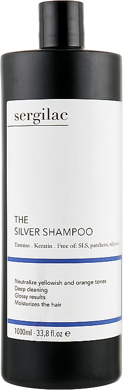 Шампунь для нейтрализации желтого пигмента - Sergilac The Silver Shampoo — фото N1