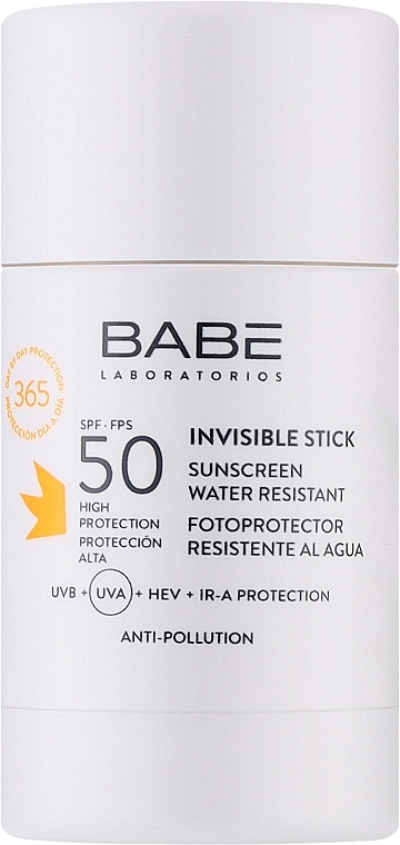 Солнцезащитный невидимый прозрачный стик для лица и тела SPF 50 - Babe Laboratorios Sun Protection