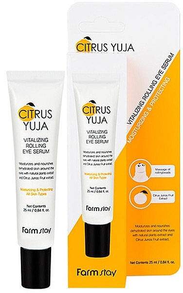 Цитрусовая восстанавливающая сыворотка для век - FarmStay Citrus Yuja Vitalizing Rolling Eye Serum — фото N1