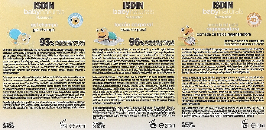 Набір - Isdin Baby Naturals Mini Set (b/sh/gel/200ml + b/b/lot/200ml + b/b/gel/20ml) — фото N3