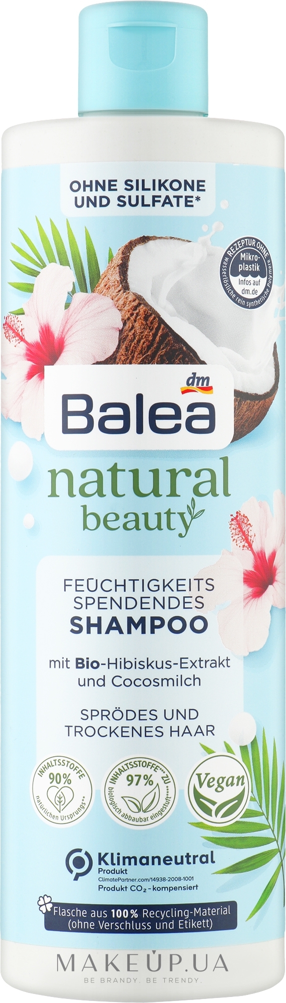 Шампунь для волосся з органічним екстрактом гібіскусу та кокосовим молоком - Balea Natural Beauty Organic Hibiscus Extract And Coconut Milk — фото 400ml