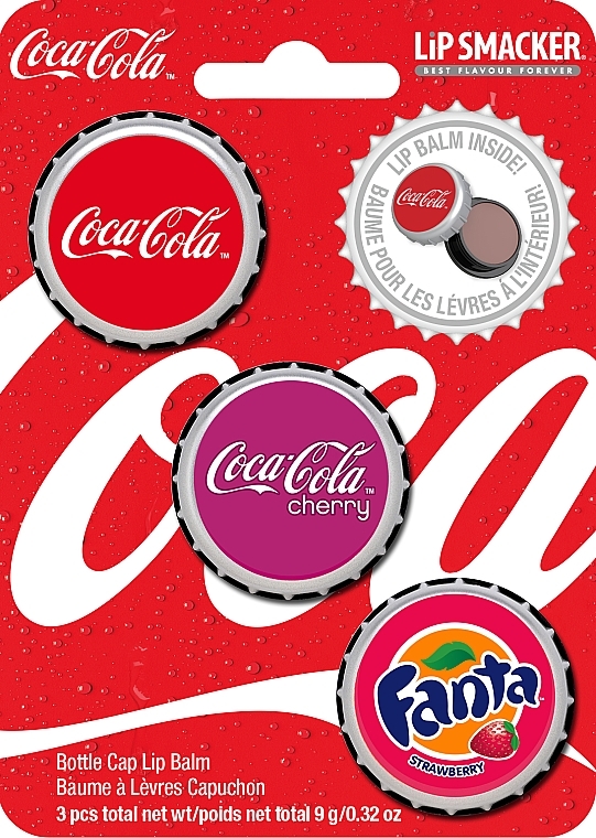 Набор бальзамов для губ - Lip Smacker Coca-Cola Bottle Cap Lip Balm Trio (lip/balm/3x3g)  — фото N1