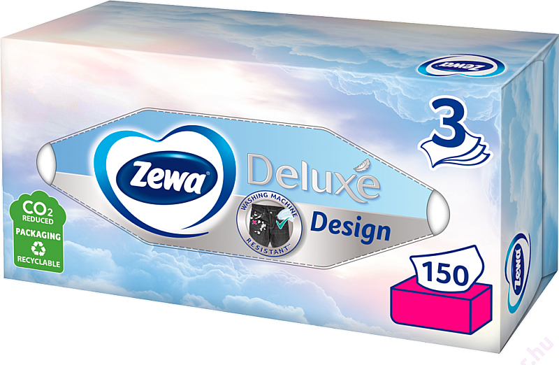 Салфетки косметические трехслойные, без запаха, 150 шт. - Zewa Deluxe Design — фото N1