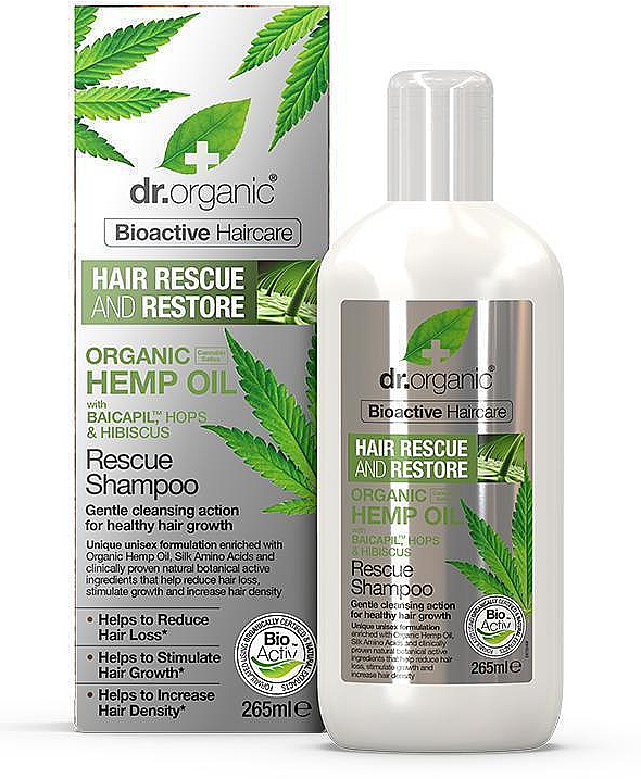 Шампунь для волосся "Конопляна олія" - Dr. Organic Bioactive Haircare Hemp Oil Rescue Shampoo — фото N1