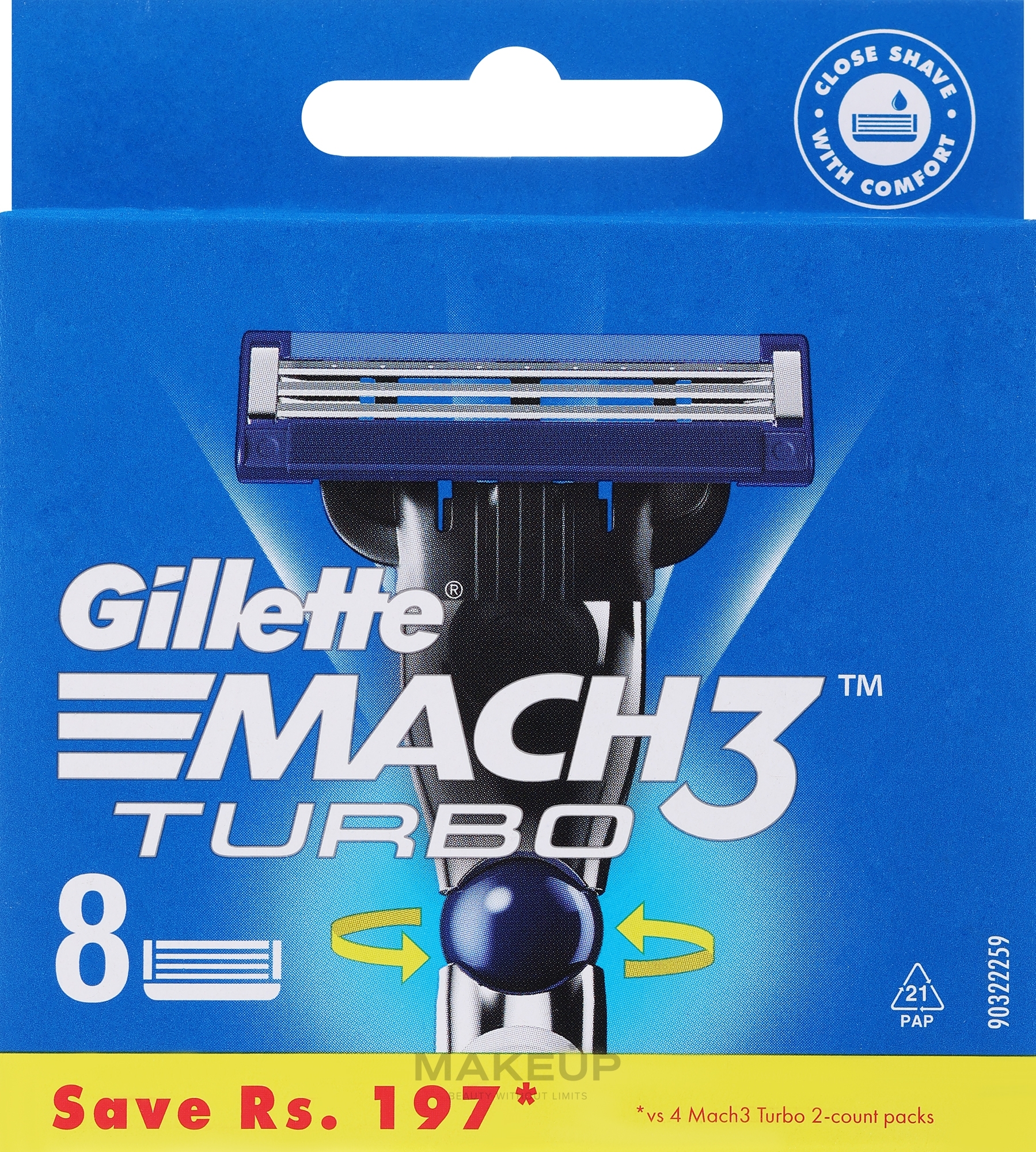 Сменные кассеты для бритья, 8 шт. - Gillette Mach3 Turbo — фото 8шт
