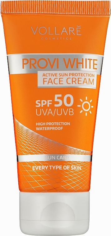 Сонцезахисний крем для обличчя - Vollare Provi White Active Protection Sun Face Cream SPF50 — фото N1
