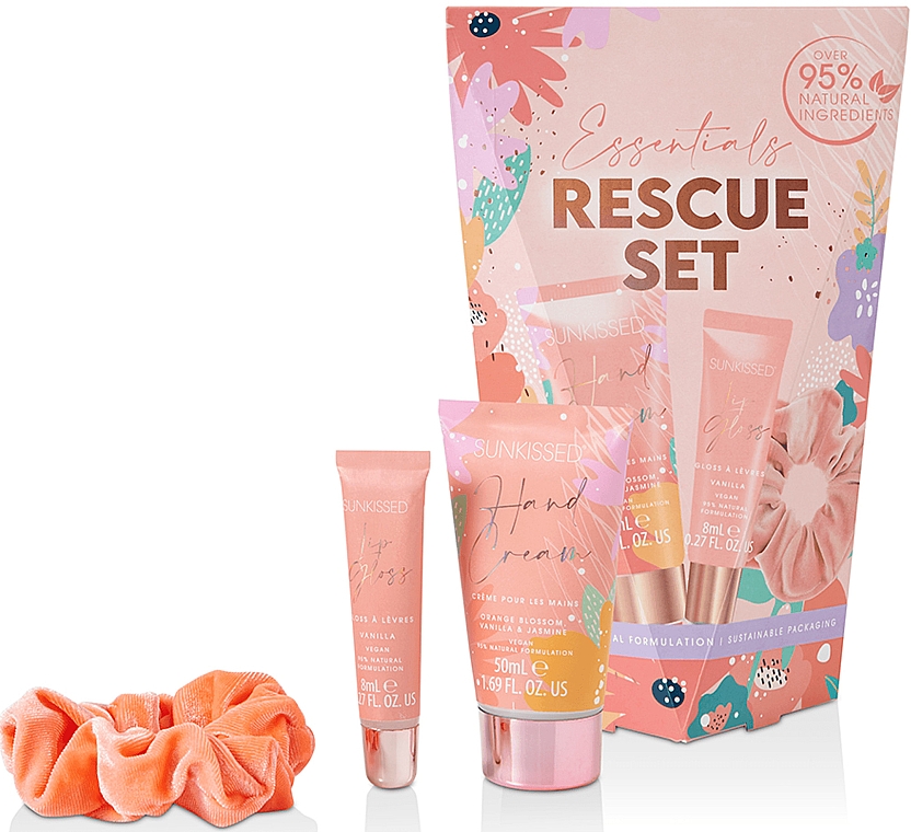 Набір - Sunkissed Essentials Rescue Gift Set (h/cr/50ml + l/gloss/8ml + hair band) — фото N1