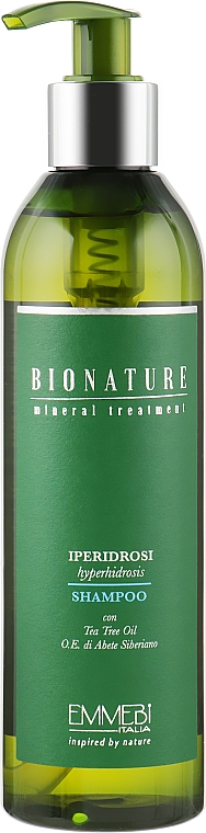 Шампунь против гипергидроза с маслом чайного дерева - Emmebi Italia BioNatural Mineral Treatment Hyperhidrosis Shampoo — фото N4