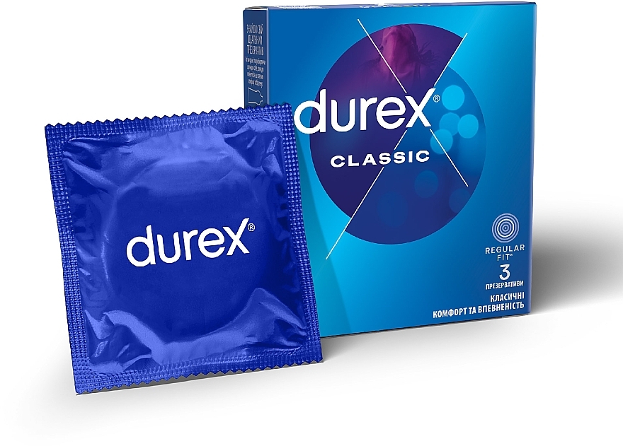 Презервативи латексні з силіконовою змазкою "Класичні", 3 шт - Durex Classic Condoms