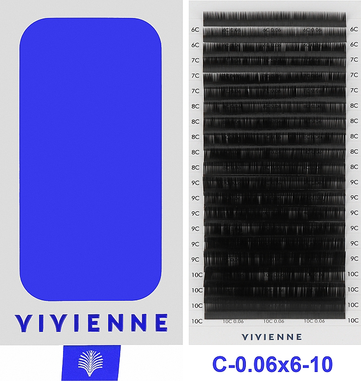 Накладные ресницы "Elite", черные, 20 линий (mix, 0,085, С, 6-10) - Vivienne — фото N1