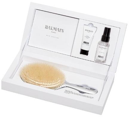 Набор - Balmain Paris Hair Couture Silver Spa Brush (h/parfume/50ml + h/elixir/20ml + h/brush) — фото N1