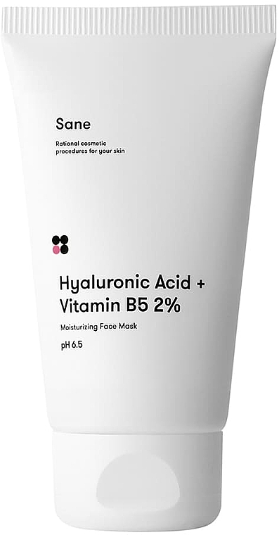 Маска для лица с гиалуроновой кислотой - Sane Hyaluronic Acid + Vitamin B5 Moisturizing Face Mask