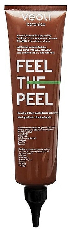 Відлущувальний і зволожувальний пілінг для шкіри голови з 3,2% комплексом кислот AHA/BHA і 1% соком алое - Veoli Botanica Feel The Peel — фото N1