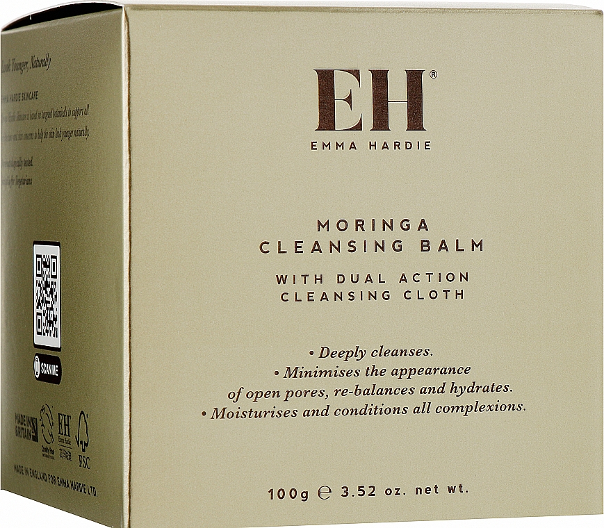 Очищувальний бальзам для обличчя + серветка - Emma Hardie Moringa Cleansing Balm with Professional Cleansing Cloth — фото N1