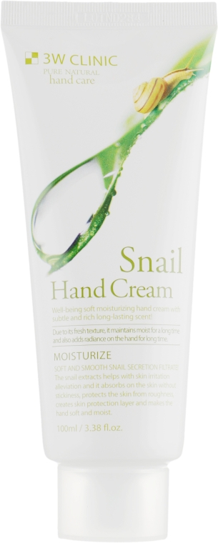 Крем для рук, з равликом "Регенерація і гладкість" - 3W Clinic Snail Hand Cream — фото N2