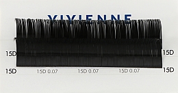 Накладные ресницы "Elite", черные, 2 линии (0,07, D, (15)) - Vivienne — фото N1