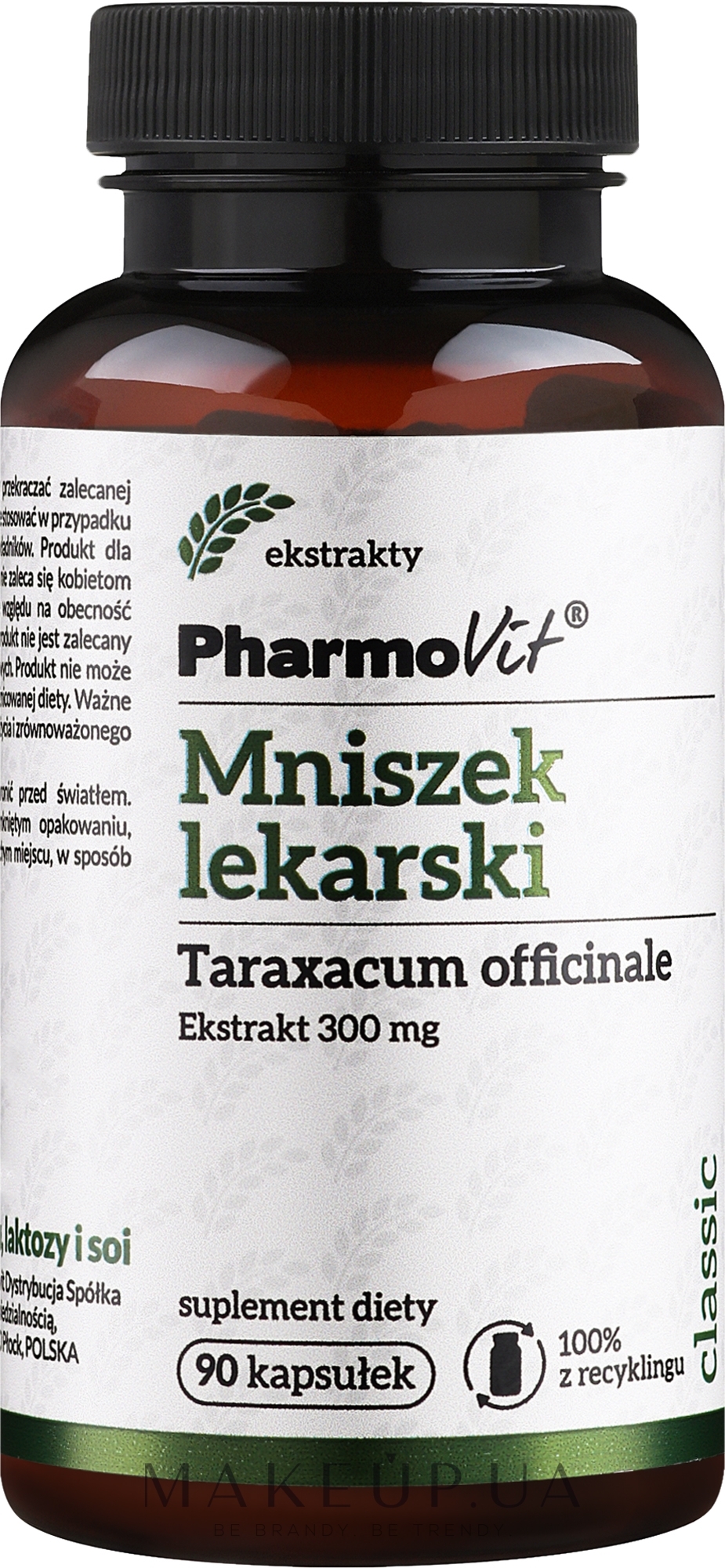 Дієтична добавка "Екстракт кульбаби", 300 мг - PharmoVit Classic Taraxacum Officinale — фото 90шт