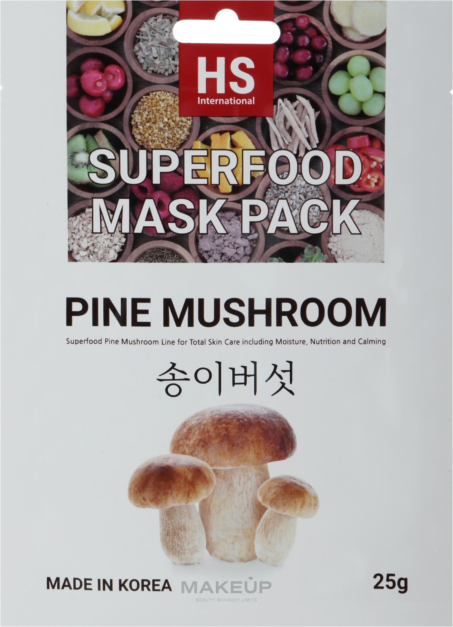 Маска тканевая для лица с экстрактом грибов мацутакэ - V07 Superfood Maskpack Pine Mushroom — фото 25g