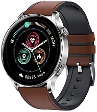 Смарт-часы для мужчин, светло-коричневая кожа - Garett Smartwatch Men Elegance RT — фото N1
