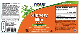 Слизький в'яз, 400 мг, капсули - Now Foods Slippery Elm, 400mg — фото N2