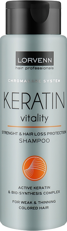 Шампунь для слабкого, потоншеного, фарбованого волосся - Lorvenn Keratin Vitality Shampoo — фото N1