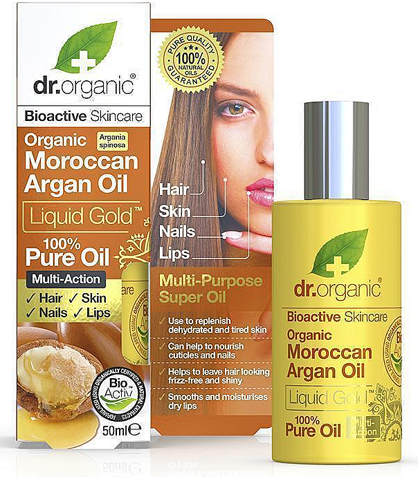 Масло арганы для кожи и волос - Dr. Organic Bioactive Skincare Argan Oil Liquid Gold Pure Oil — фото N1
