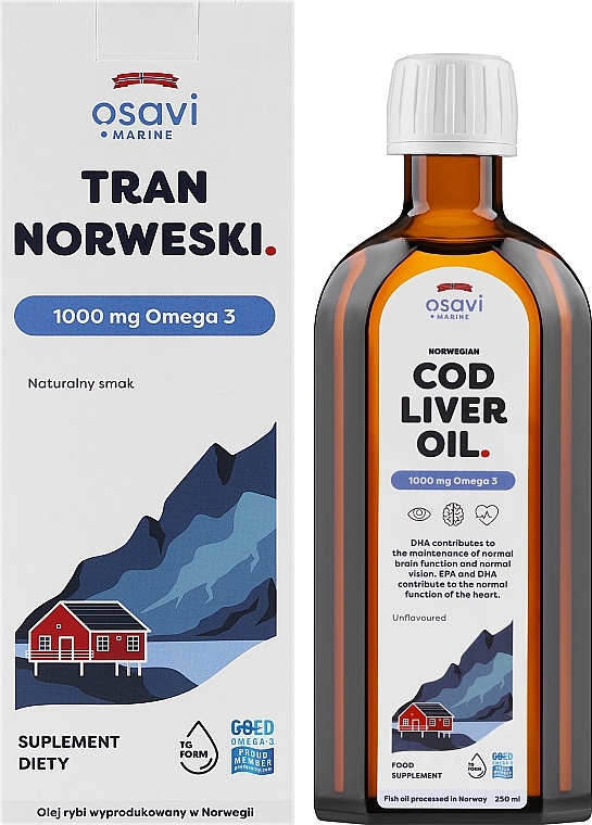 Пищевая добавка в виде масла печени трески - Osavi Cod Liver Oil 1000 Mg Omega 3 — фото N2
