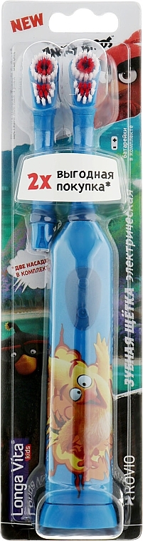 Ротаційна зубна щітка "Angry Birds", блакитна - Longa Vita * — фото N1