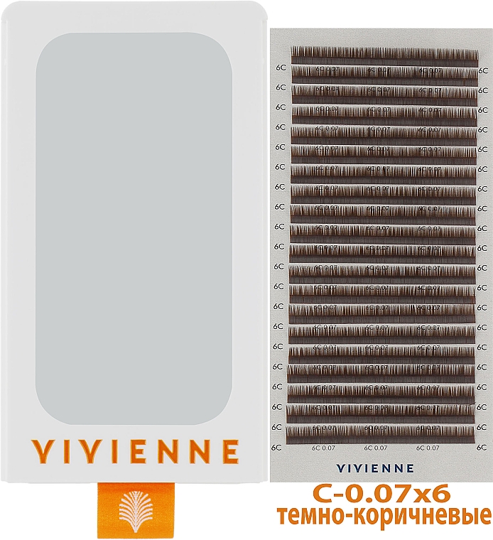 Вії "Elite", темно-коричневі, 20 ліній (органайзер) (один розмір, 0,07, C, 6) - Vivienne — фото N1