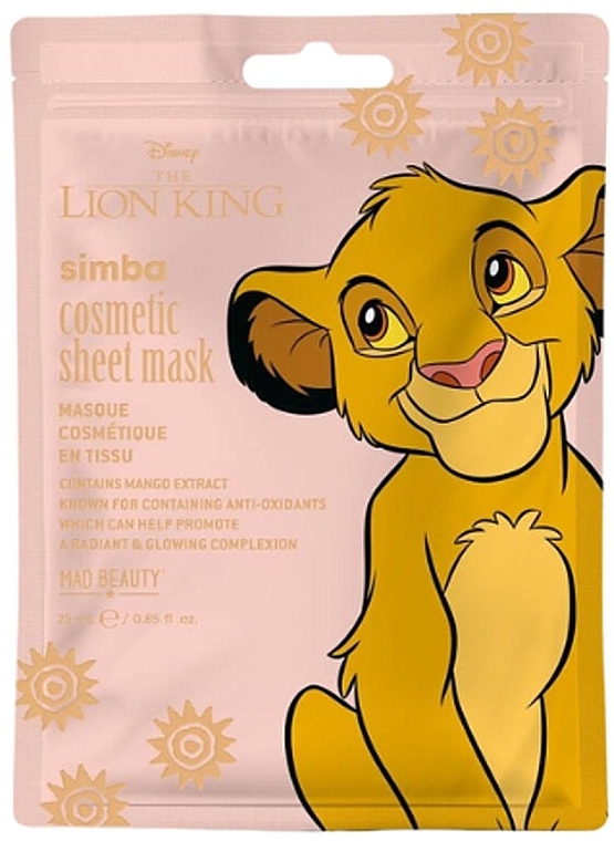 Маска для лица с экстрактом манго - Mad Beauty Disney The Lion King Simba Cosmetic Sheet Mask — фото N1