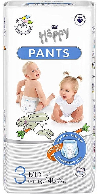 Детские подгузники-трусики Midi 6-11 кг, размер 3, 48 шт. - Bella Baby Happy Pants — фото N1