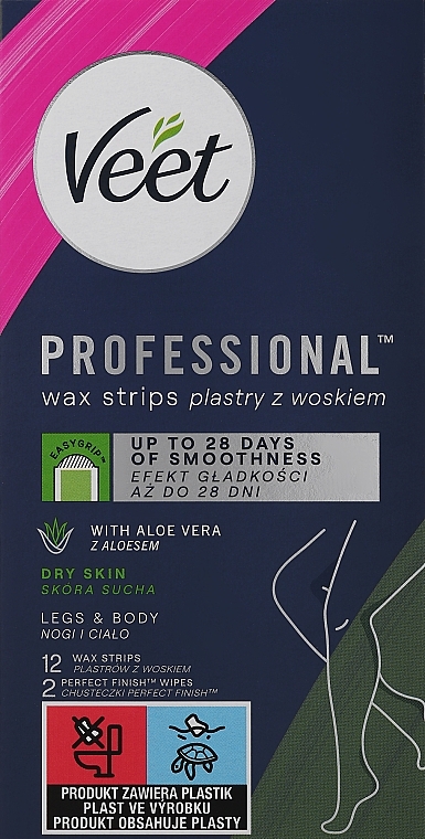 Восковые полоски для депиляции для сухой кожи, з Алоэ Вера, 12 шт. - Veet Professional — фото N9