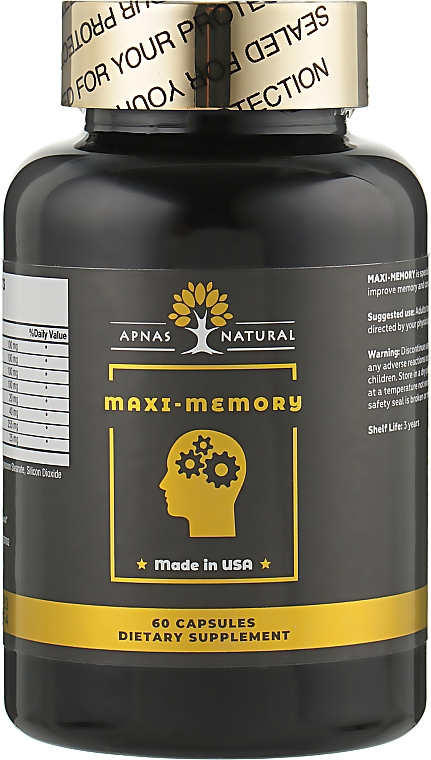 Пищевая добавка "Макси-память" капс. №60 - Apnas Natural Apnas Natural Maxi-Memory — фото N1