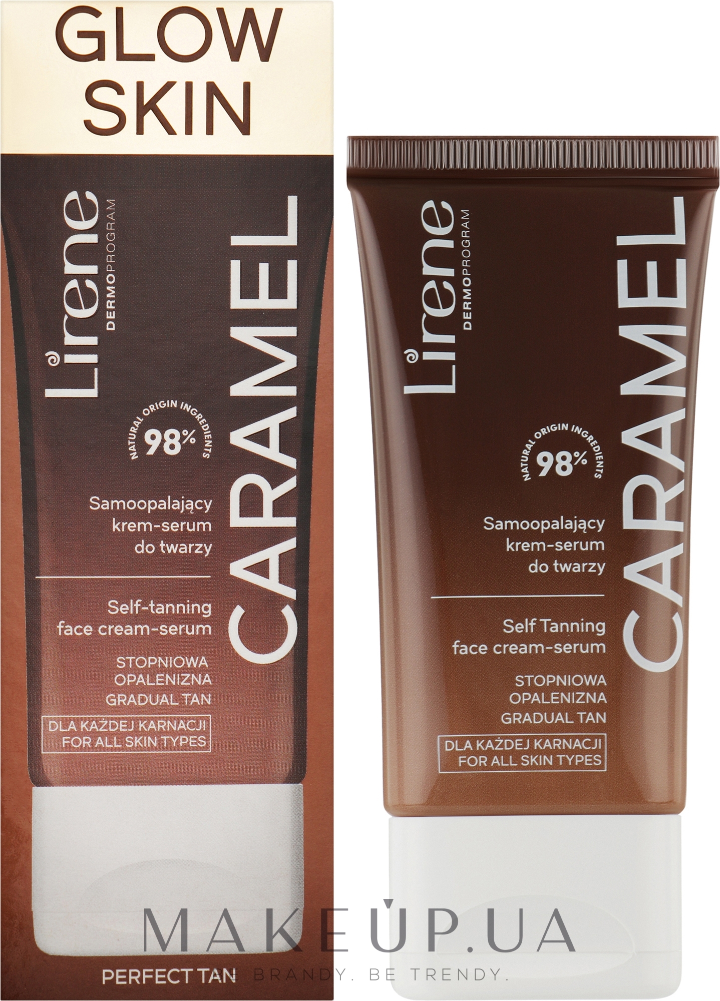 Крем-сироватка для автозасмаги обличчя "Карамель" - Lirene Perfect Tan Self-Tanning Cream-Serum — фото 50ml