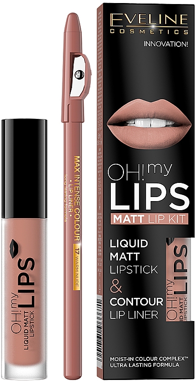 Набор - Eveline Cosmetics Oh! My Lips (lipstick/4.5/g + l/pencil/1,2/g) — фото N1